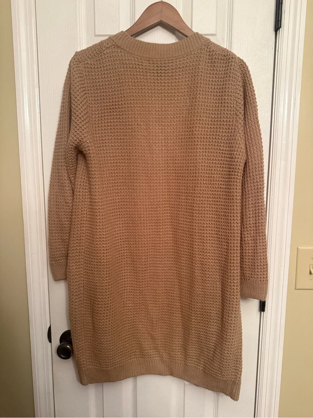 Lark & Grey Camel beige woven Knit Cardigan large $68 Anthropologie